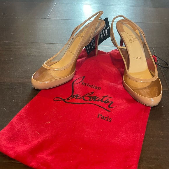 Authentic beige mesh Christian Louboutin heels - Picture 1 of 5